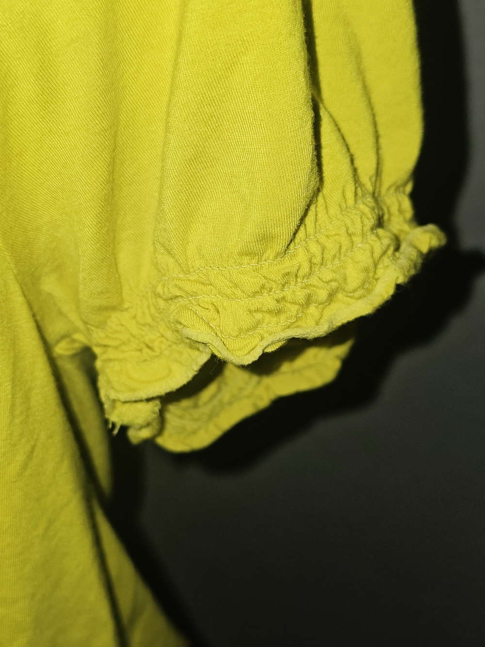 INC International Concepts Bright Yellow Smocked Puff Sleeve Crop Top - Picture 6 of 13